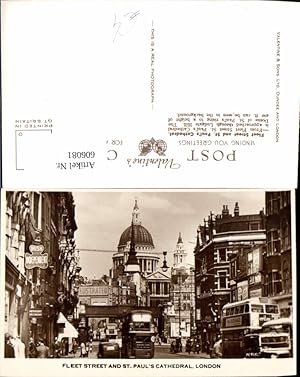 606081,Foto Ak London Fleet Street and St Paul Cathedral Bus Doppeldeckerbus Great Britain