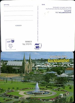 618666,Rockhampton Overlooking the fountain showing the Roman Catholic Cathedral Australia