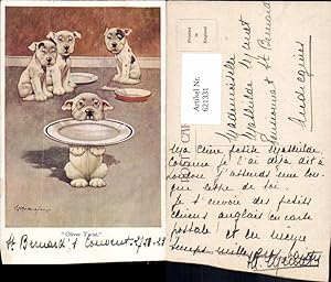 Image du vendeur pour 621331,tolle Knstler AK George E. Studdy Bonzo Oliver Twist Humor Hund Teller mis en vente par Versandhandel Lehenbauer