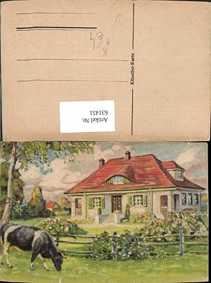 Imagen del vendedor de 631451,Knstler Ak Kuh Rind v. Haus Garten Tiere a la venta por Versandhandel Lehenbauer