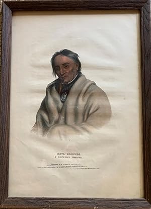 Seller image for Mets-Koosega, A Chippeway Warrior. Original hand-colored lithographic plate. From the painting by James Otto Lewis, copied by Charles Bird King. for sale by G.F. Wilkinson Books, member IOBA