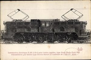 Ansichtskarte / Postkarte Ungarische Elektrische Eisenbahn E 401, 2-D-2, Buda Pest 1927, 1100 PS