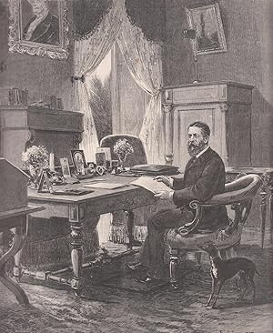 Aus der Villa Zirio in San Remo (Sanremo): Der Kronprinz in seinem Arbeitszimmer am Schreibtisch ...