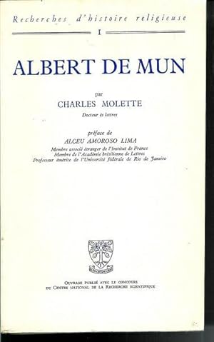 Imagen del vendedor de Albert De Mun Recherche D'histoire Religieuse a la venta por Livres Norrois