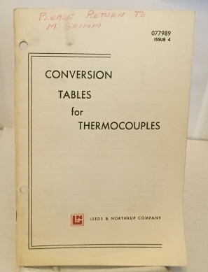 Image du vendeur pour Conversion Tables For Thermocouples mis en vente par S. Howlett-West Books (Member ABAA)