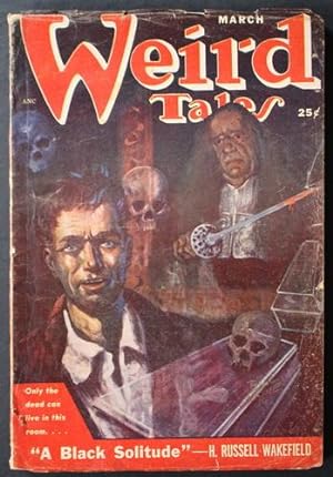 Imagen del vendedor de WEIRD TALES (Pulp Magazine) March 1951; A Black Solitude cover/story by H. Russell Wakefield; The Mississippi Saucer by Frank Belknap Long.; Dearest by H. Beam Piper; a la venta por Comic World