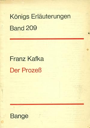 Bild des Verkufers fr Franz Kafka. Der Proze. Knigs Erluterungen, Band 209. zum Verkauf von Online-Buchversand  Die Eule