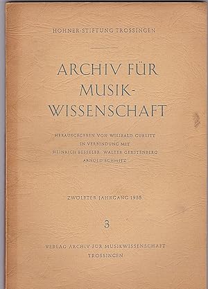 Imagen del vendedor de Archiv fr Musikwissenschaft Zwlfter Jahrgang 1955/ Heft 3 a la venta por Versandantiquariat Karin Dykes