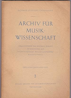 Image du vendeur pour Archiv fr Musikwissenschaft Zwlfter Jahrgang 1955/ Heft 2 mis en vente par Versandantiquariat Karin Dykes