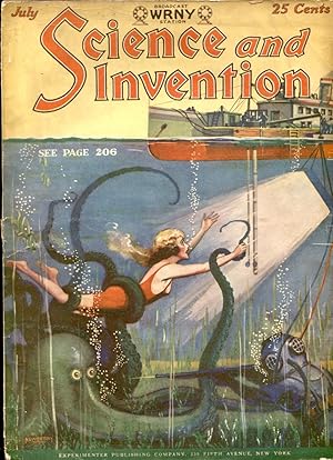 Bild des Verkufers fr Science & Invention July 1928- Wild octopus cover- Metal Emperor zum Verkauf von DTA Collectibles