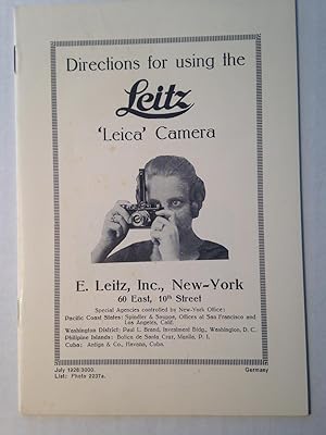 Image du vendeur pour Directions for using the Leitz 'Leica' Camera. mis en vente par T. Brennan Bookseller (ABAA / ILAB)