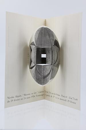 Carton d'invitation au vernissage de l'exposition des oeuvres de Nicolas Alquin intitulée "Maison...