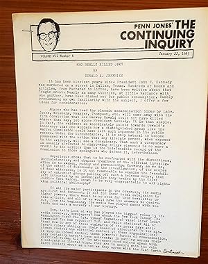 Image du vendeur pour The Continuing Inquiry (newsletter re: JFK assassination) mis en vente par Michael Laird Rare Books LLC