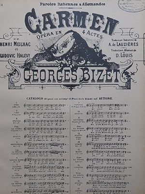 Seller image for BIZET Georges Carmen No 3 Habanera Italien Allemand Chant Piano 1927 for sale by partitions-anciennes