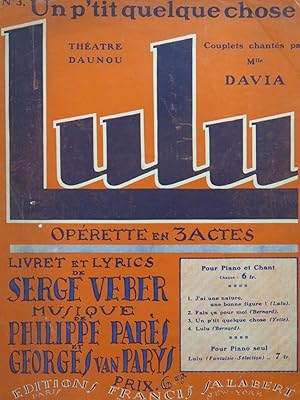Seller image for PARS Philippe VAN PARYS Georges Un P'tit quelque chose Chant Piano 1927 for sale by partitions-anciennes