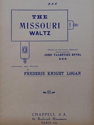 Bild des Verkufers fr KNIGHT LOGAN Frdric The Missouri Waltz Chant Piano 1914 zum Verkauf von partitions-anciennes