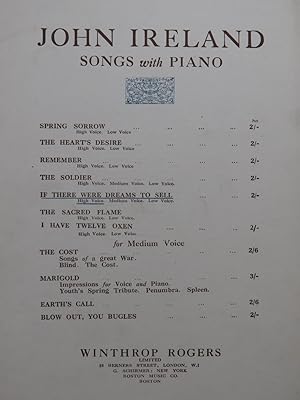 Immagine del venditore per IRELAND John If there were dreams to sell Chant Piano 1918 venduto da partitions-anciennes