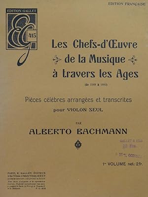 Immagine del venditore per BACHMANN Alberto Pices Clbres 1er Volume Violon seul venduto da partitions-anciennes