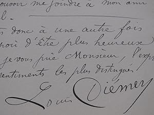 DIÉMER Louis Lettre Autographe Signée 1891