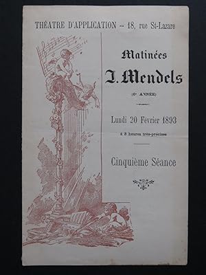 Image du vendeur pour Programme Matines I. Mendels 20 Fvrier 1893 mis en vente par partitions-anciennes