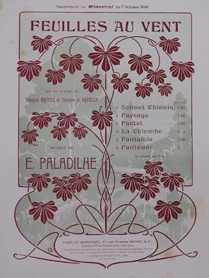 Seller image for PALADILHE E. Pastel Chant Piano 1906 for sale by partitions-anciennes