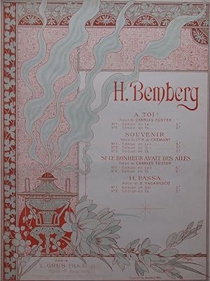 Imagen del vendedor de BEMBERG H. A Toi ! Chant Piano 1896 a la venta por partitions-anciennes