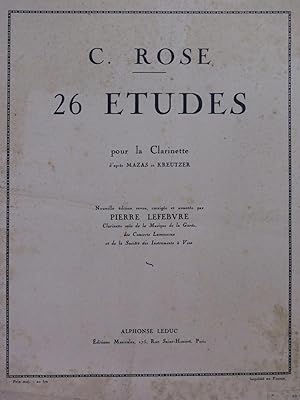 Seller image for ROSE Cyrille 26 Etudes d'aprs Mazas Kreutzer Clarinette 1946 for sale by partitions-anciennes