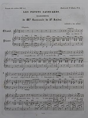 Immagine del venditore per BARRAULT DE St ANDR Les petits savoyards Chant Piano ca1830 venduto da partitions-anciennes