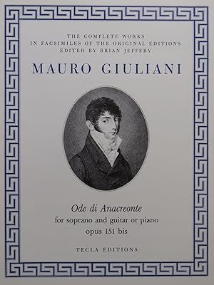 Imagen del vendedor de GIULIANI Mauro Ode di Anacreonte Chant Guitare Piano 1986 a la venta por partitions-anciennes