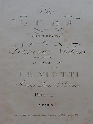 Image du vendeur pour VIOTTI J. B. Six Duos Concertants pour deux Violons ca1820 mis en vente par partitions-anciennes