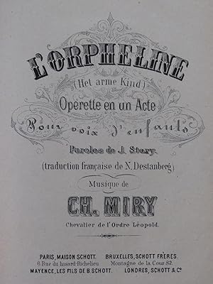 Imagen del vendedor de MIRY Charles L'Orpheline Oprette Chant Piano 1873 a la venta por partitions-anciennes