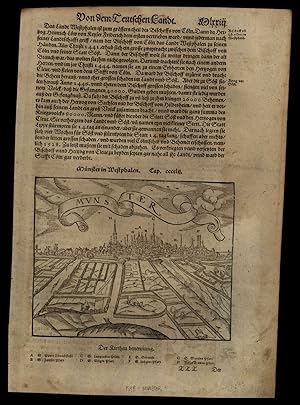 Munster Germany Westfalia 1598 Munster Cosmography wood cut print city view