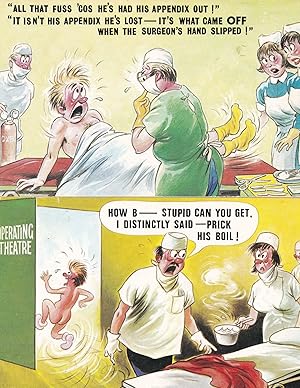 Operating Theatre Doctor Hospital 2x Comic Postcard s
