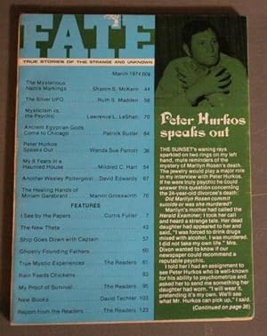 Seller image for FATE (Pulp Digest Magazine); Vol. 27, No. 3, Issue 288, March 1974 True Stories on The Strange, The Unusual, The Unknown - RARE YELLOW COVER; Peter Hurkos Speaks Out; Mysticism vs. the Psychic for sale by Comic World