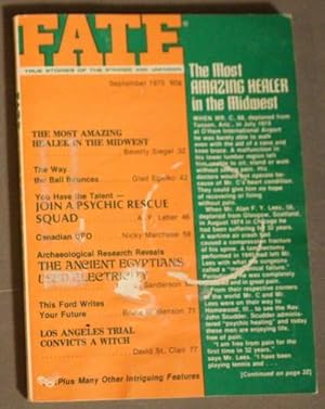 Bild des Verkufers fr FATE (Pulp Digest Magazine); Vol. 28, No. 9, Issue 306, September 1975 True Stories on The Strange, The Unusual, The Unknown - The Most Amazing Healer In The Midwest; John Scudder zum Verkauf von Comic World