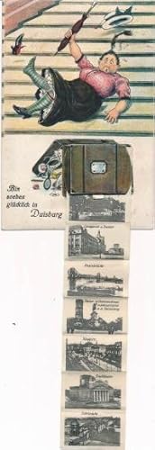 Leporello Ansichtskarte / Postkarte Duisburg, Humor, Bin soeben in Duisburg angekommen, Stadttheater