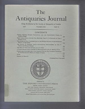 Bild des Verkufers fr The Antiquaries Journal, Being the Journal of the Society of Antiquaries of London, Vol LVIII, Part II, 1978 zum Verkauf von Bailgate Books Ltd