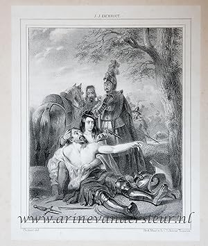 [Lithography/lithografie] Wounded soldier with horse in the back, 1 p.