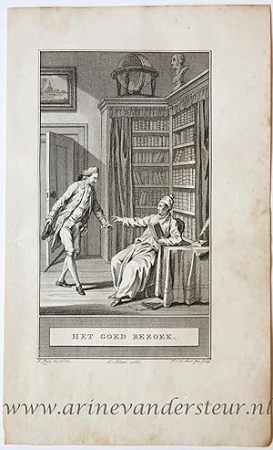 [Bookillustration etching/ets] Het Goed Bezoek, from C.F. Gellerts Fabelen en Vertelsels, in Nede...