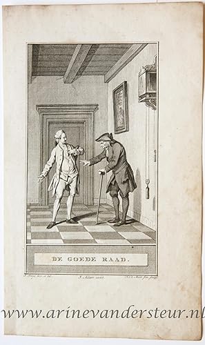 [Bookillustration etching/ets] De Goede Raad, from C.F. Gellerts Fabelen en Vertelsels, in Nederd...