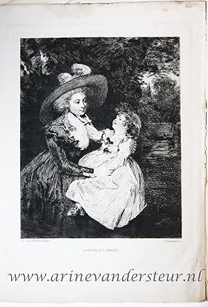 [Engraving/gravure by Jules Jacquemart after P.R.A. Reynolds] La Veuve et l'Enfant, from the Cata...