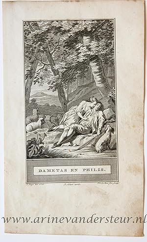 [Bookillustration etching/ets] Dametas en Philis, from C.F. Gellerts Fabelen en Vertelsels, in Ne...