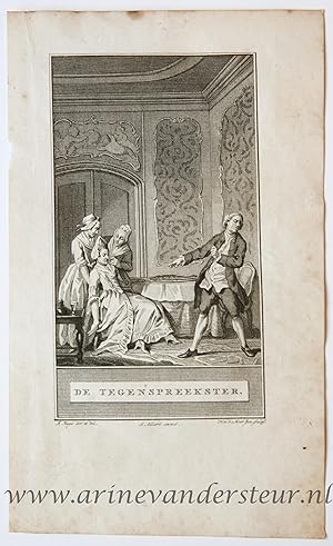 [Bookillustration etching/ets] De Tegenspreekster, from C.F. Gellerts Fabelen en Vertelsels, in N...