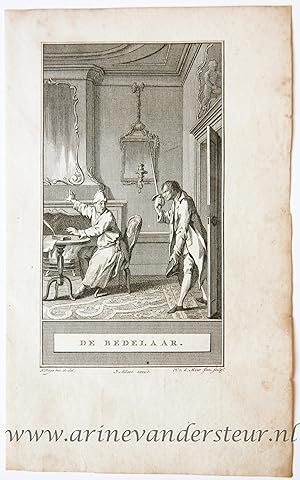 [Bookillustration etching/ets] De Bedelaar, from C.F. Gellerts Fabelen en Vertelsels, in Nederdui...