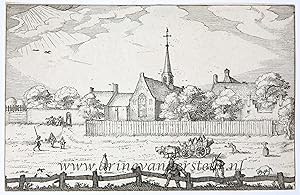 Antique print, etching | The leper-house at Haarlem/De Leprozerie in Haarlem, published 1612, 1 p.