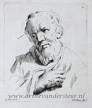 [Original etching/ets by Pieter Bodart] Old man with beard / Oude man met baard.