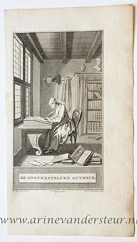 [Bookillustration etching/ets] De Onsterfelyke Autheur, from C.F. Gellerts Fabelen en Vertelsels,...