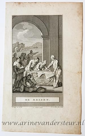 [Bookillustration etching/ets] De reizen, from C.F. Gellerts Fabelen en Vertelsels, in Nederduits...