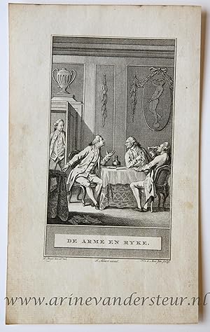 [Bookillustration etching/ets] De arme en Ryke (De arme en rijke), from C.F. Gellerts Fabelen en ...