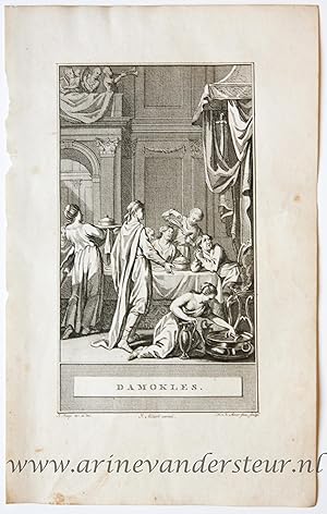 [Bookillustration etching/ets] Damokles, from C.F. Gellerts Fabelen en Vertelsels, in Nederduitsc...